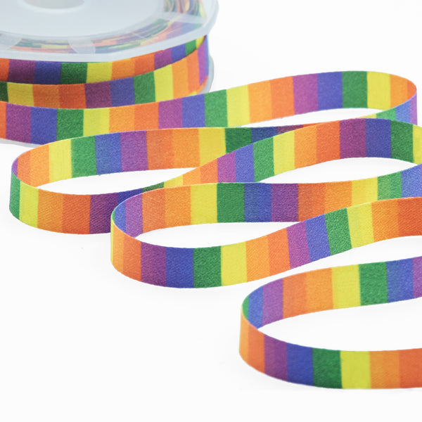 Doppio Raso Seta 10 mm Stampa Arcobaleno