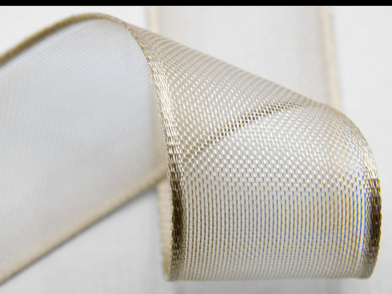 Veil de 15 mm Beige Satin Borders