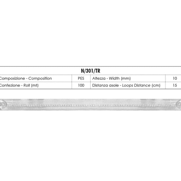 Fettuccia Trasparente Per Tende A Pacchetto Con Anello Monocucitura 8mm